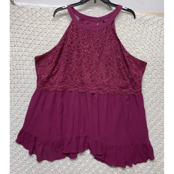 torrid Tops - NWt Torrid Purple Shirt Top Blouse Women's 3X Lace Shell Lined Sweet Sleeveless